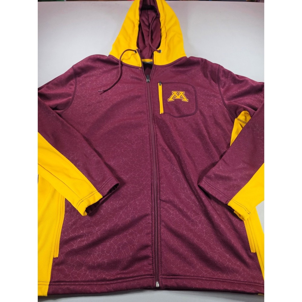 Colosseum Minnesota Golden Gophers Hoodie Mens XXL Maroon Gold Full Zip Fleece